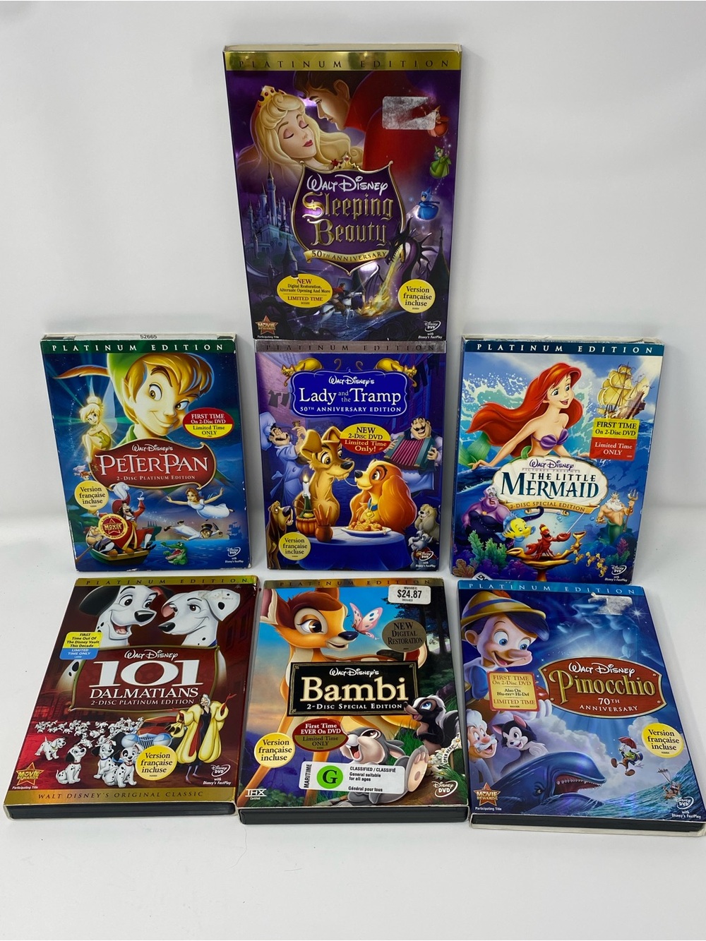 Disney Platinum Edition DVD lot of 7 Bambi Pinocchio Peter Pan Sleeping Beauty